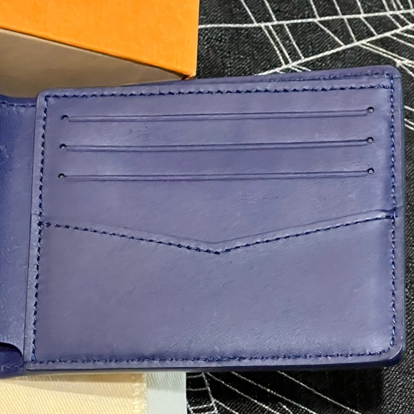 Louis Vuitton x Virgil Abloh Bleached Blue Bandana Monogram Slender Men’s Wallet - Picture 12 of 14